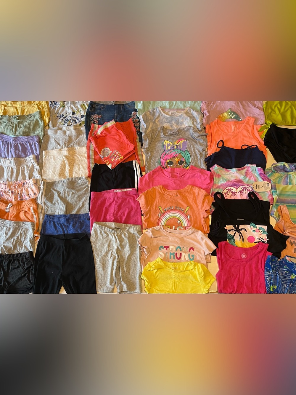 Huge Lot of Assorted Girls Summer Tops, Shorts, Bathing Suits, Tanks in Sz 7/8
